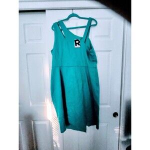 Assymetrical Top Fit n Flare Strappy Pleated Plus Dress 2X